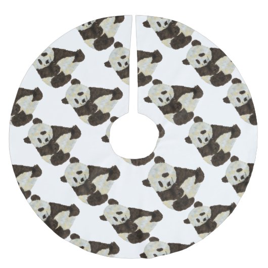 Niedlicher Panda Polyester Weihnachtsbaumdecke (Vorderseite)