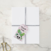 Niedlicher Panda. Rosa und grüner Kindergeburtstag Geschenkanhänger (Mit Garn)