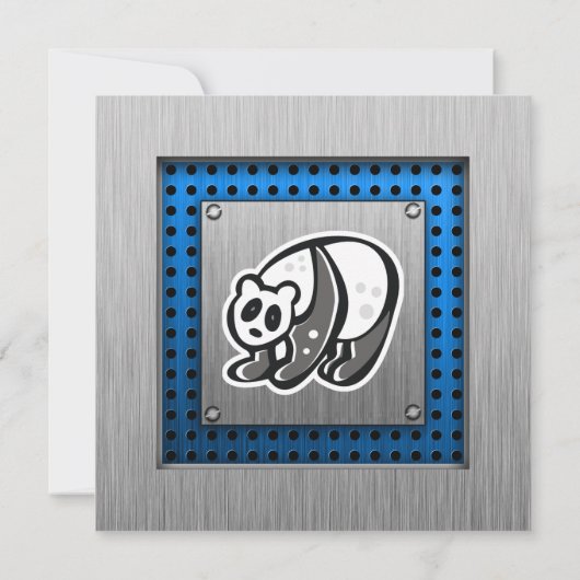 Niedlicher Panda; Silber Einladung (Rückseite)