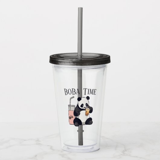 Niedlicher Panda-Tee mit Blase, Boba-Tee Acryltrinkbecher (Vorderseite)