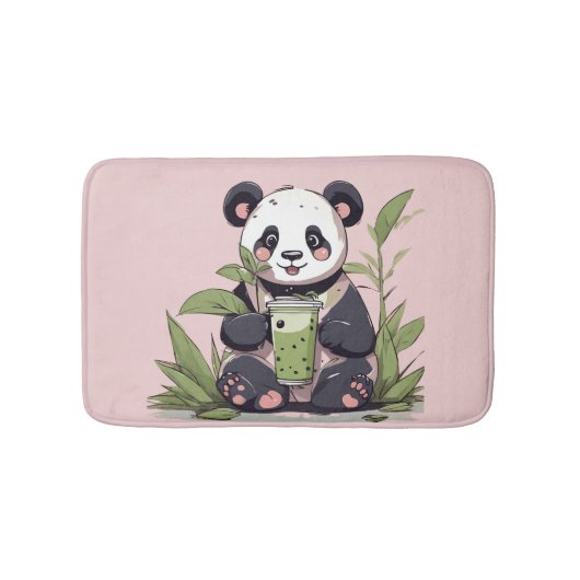 Niedlicher Panda-Tee mit Blase, Boba-Tee Badematte (Vorderseite)