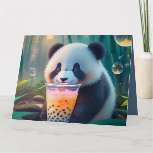 Niedlicher Panda-Tee mit Blase, Boba-Tee Dankeskarte