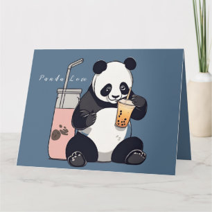 Niedlicher Panda-Tee mit Blase, Boba-Tee Dankeskarte