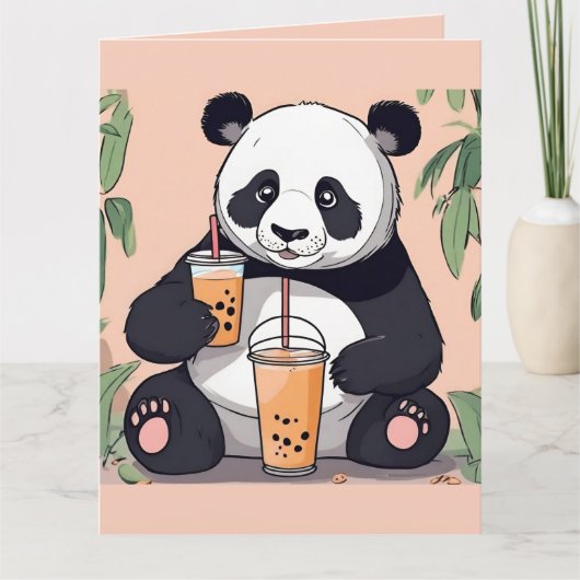 Niedlicher Panda-Tee mit Blase, Boba-Tee Dankeskarte (Vorderseite)