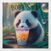 Niedlicher Panda-Tee mit Blase, Boba-Tee Fensteraufkleber (Blatt)