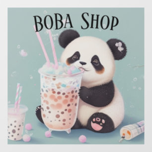 Niedlicher Panda-Tee mit Blase, Boba-Tee Fensteraufkleber