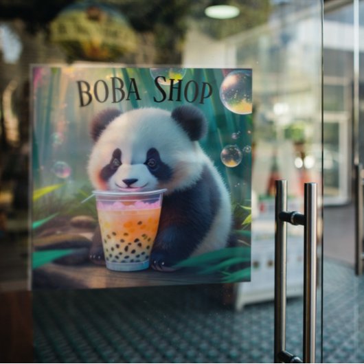 Niedlicher Panda-Tee mit Blase, Boba-Tee Fensteraufkleber