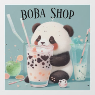 Niedlicher Panda-Tee mit Blase, Boba-Tee Fensteraufkleber