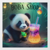 Niedlicher Panda-Tee mit Blase, Boba-Tee Fensteraufkleber (Blatt)