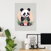 Niedlicher Panda-Tee mit Blase, Boba-Tee Poster (Heimbüro)
