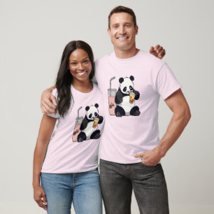 Niedlicher Panda-Tee mit Blase, Boba-Tee T-Shirt