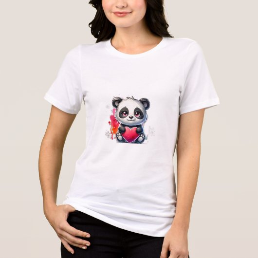 Niedlicher Panda Tri-Blend Shirt (Vorderseite)