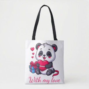 Niedlicher Panda umarmt Herz Tasche