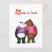 Niedlicher Panda und Braunbär "Liebe ist Liebe" Po Postkarte (Vorderseite)
