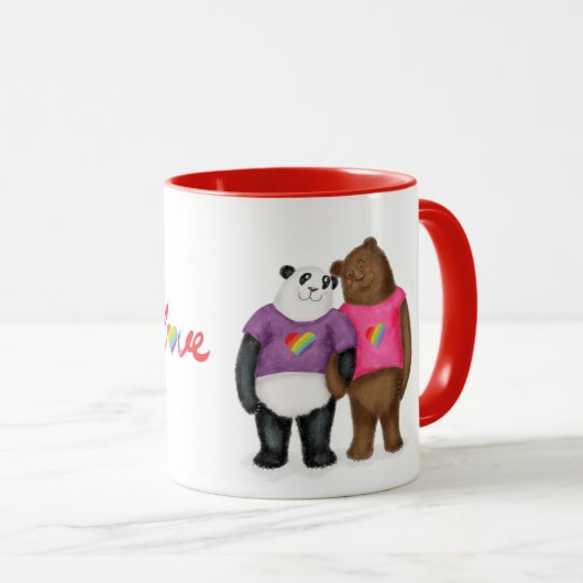 Niedlicher Panda und Braunbär "Liebe ist Liebe" Ta Tasse (VorderseiteRechts)