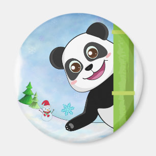 Niedlicher Panda und Schneemann Magnet