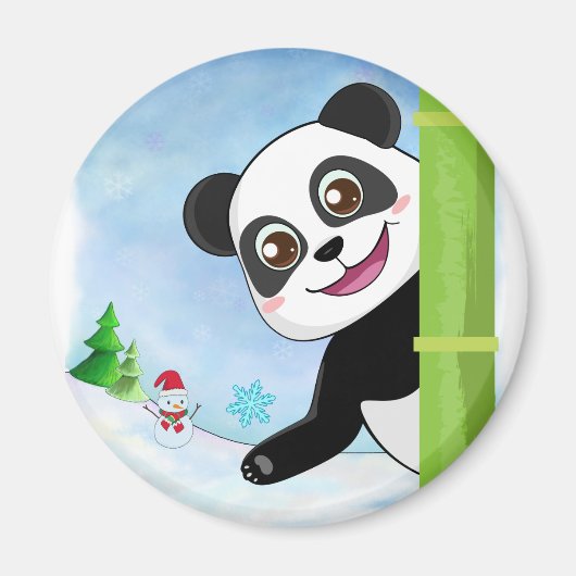 Niedlicher Panda und Schneemann Magnet (Vorne)