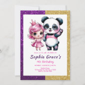 Niedlicher Panda zum Geburtstag der Prinzessin Einladung (Vorderseite)