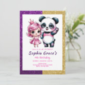 Niedlicher Panda zum Geburtstag der Prinzessin Einladung (Stehend Vorderseite)