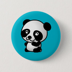 Niedlicher Pandabär aus Schwarz und Weiß Button