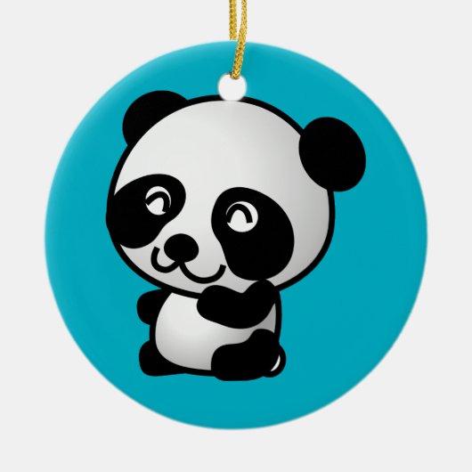 Niedlicher Pandabär aus Schwarz und Weiß Keramik Ornament (Vorne)