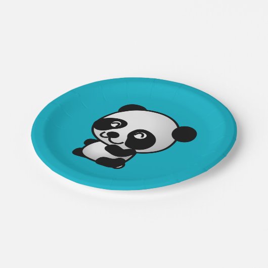 Niedlicher Pandabär aus Schwarz und Weiß Pappteller (Schrägansicht)