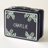 Niedlicher Pandabärblauer individuelle Name Metall Brotdose (Rückseite)