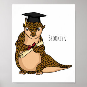 Niedlicher Pangolin-schließ-Cartoon Poster