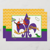 Niedlicher Panzerkrebs-Lilien-Karneval Einladung (Vorne/Hinten)