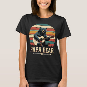 Niedlicher Papa Bär Vintag Vatertag Gitarre T-Shirt