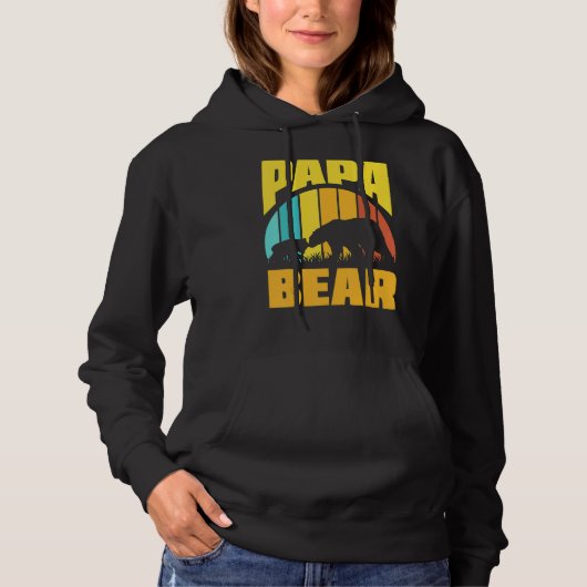 Niedlicher Papa-Bär Vintager Vatertag Hoodie (Vorderseite)