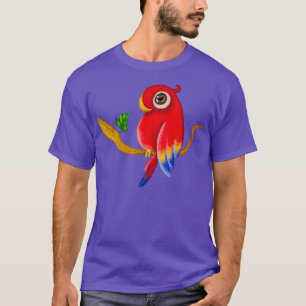 niedlicher Papagei aus rotem Mais, traditionell in T-Shirt