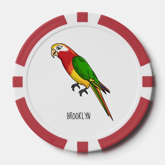 Niedlicher Papagei-Cartoon Pokerchips (Vorderseite)