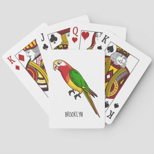 Niedlicher Papagei-Cartoon Spielkarten (Rückseite)