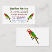 Niedlicher Papagei-Cartoon Visitenkarte (Vorne/Hinten)