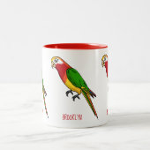 Niedlicher Papagei-Cartoon Zweifarbige Tasse (Mittel)