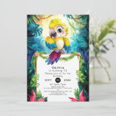 Niedlicher Papagei Geburtstag Einladung (Stehend Vorderseite)