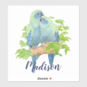 Niedlicher Papagei-Vogel-Coupel Aufkleber (Blatt)