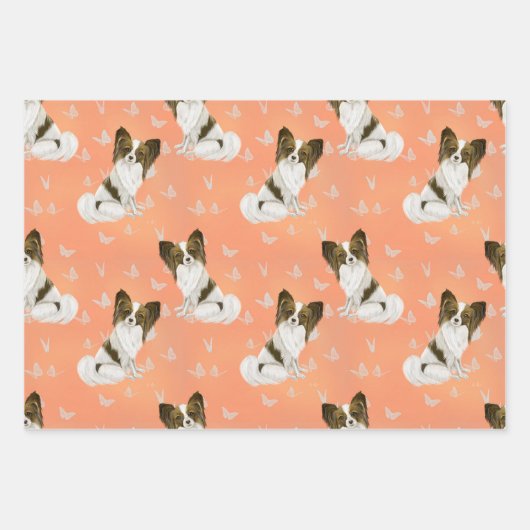 Niedlicher Papillenhund Geschenkpapier Set (Vorderseite 2)