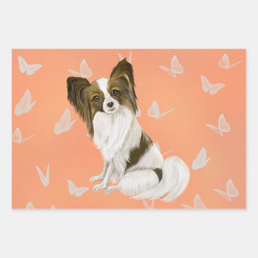 Niedlicher Papillenhund Geschenkpapier Set (Vorderseite)