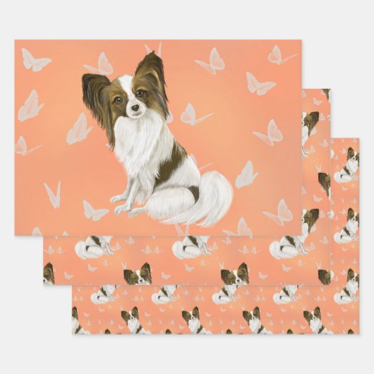 Niedlicher Papillenhund Geschenkpapier Set (Set)