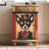 Niedlicher Papillon Hund, Brille, Rote Rose CQ6 De Seidenpapier