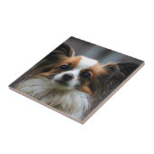 Niedlicher papillon Hund Fliese (Seite)