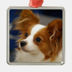 Niedlicher Papillon Hund Ornament Aus Metall