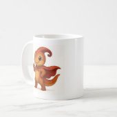 Niedlicher Parasaurolophus Cartoon – Dino‑Held mit Kaffeetasse (Vorderseite Links)