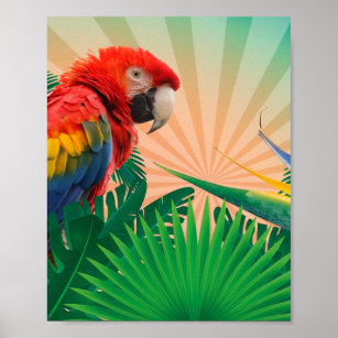 Niedlicher Parrot im Dschungel Poster