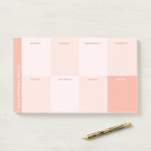 Niedlicher Pastel Pink School Weekekly Planer Post-it Klebezettel (Auf Schreibtisch)