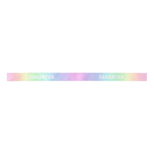 Niedlicher Pastel Rainbow Individuelle Name Satinband (Vorderseite)