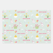 Niedlicher Pastelfrühling blüht Bunny Happy Oaster Geschenkpapier Set (Vorderseite 2)