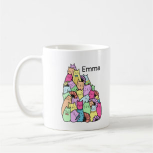 Niedlicher Pastell Cat Pile Kaffeecup Kaffeetasse